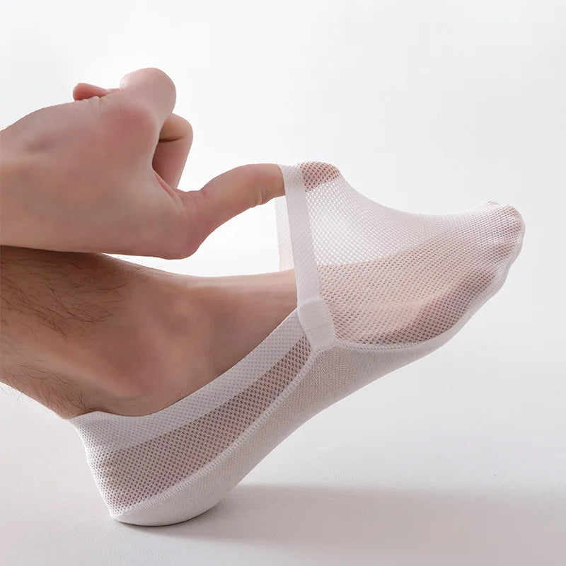 Low-Cut Mesh Liner Socks for Women with Non-Slip Silicone Grip