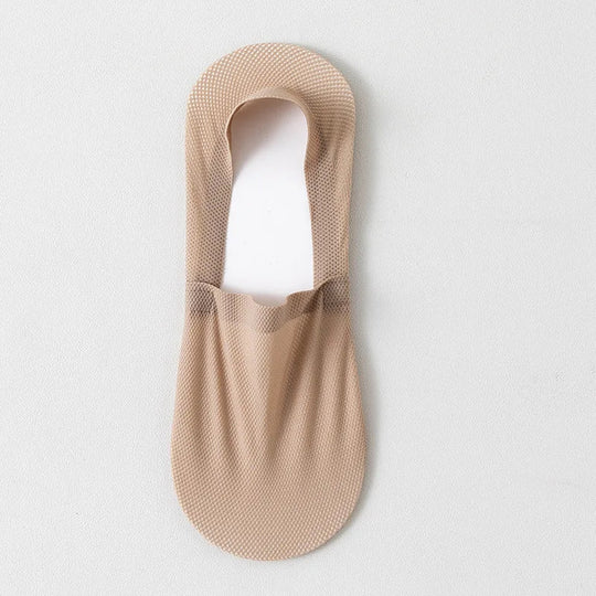 Low-Cut Mesh Liner Socks for Women with Non-Slip Silicone Grip