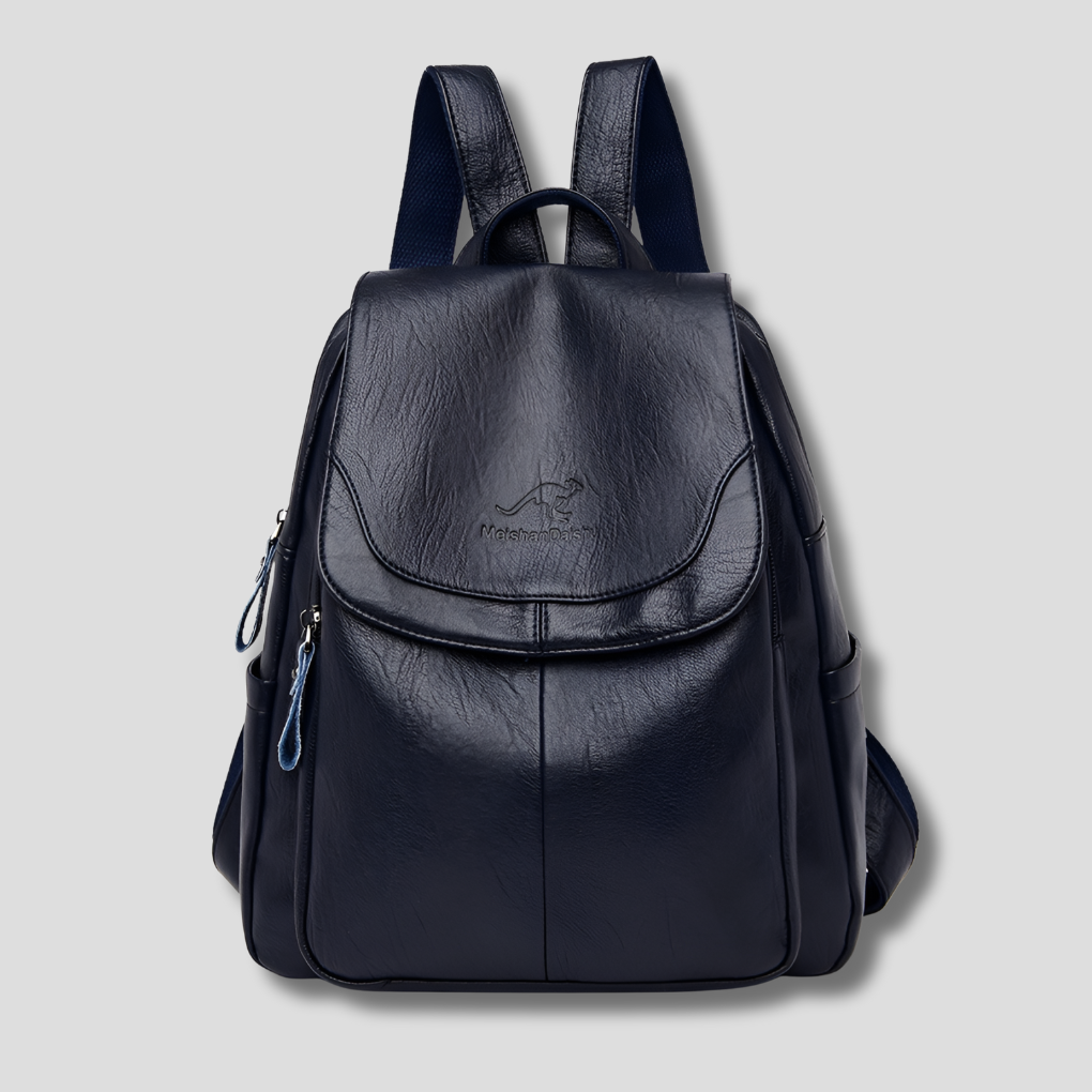 Leather Backpack with Hidden Zipper - Anti-Theft & RFID for Women