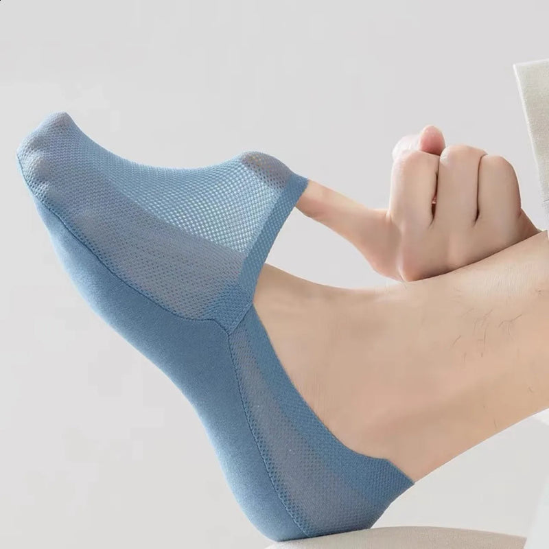 Low-Cut Mesh Liner Socks for Women with Non-Slip Silicone Grip