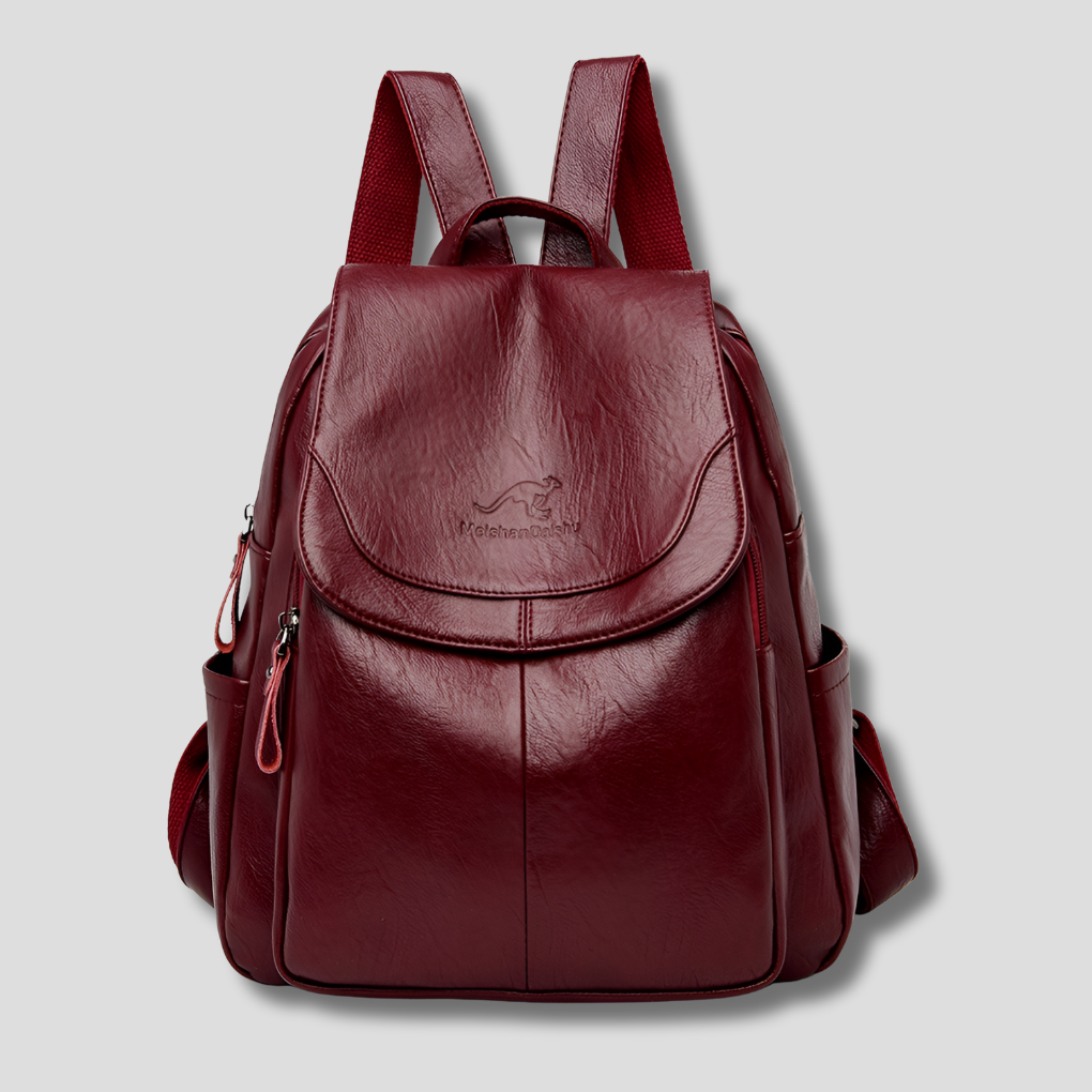 Leather Backpack with Hidden Zipper - Anti-Theft & RFID for Women