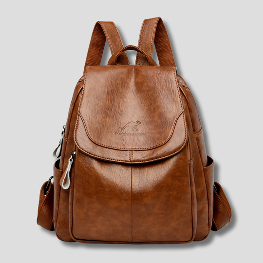 Leather Backpack with Hidden Zipper - Anti-Theft & RFID for Women