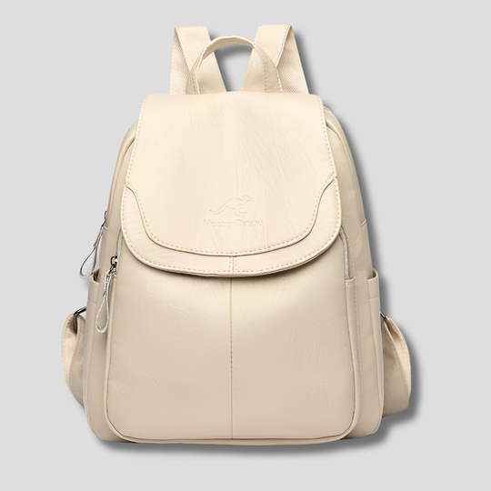 Leather Backpack with Hidden Zipper - Anti-Theft & RFID for Women