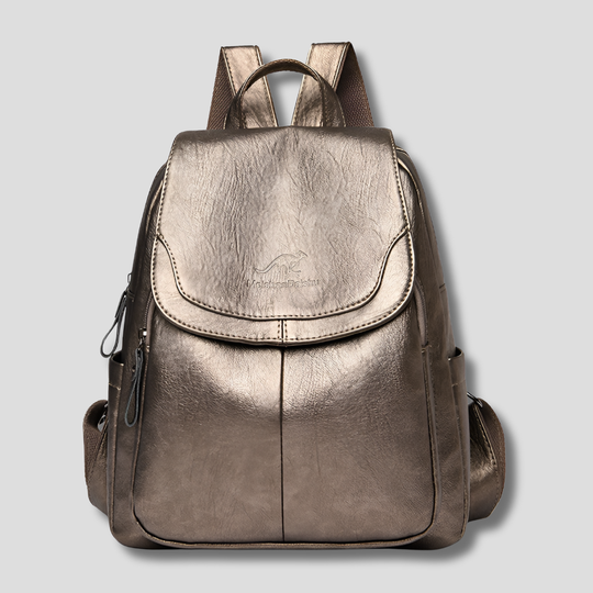 Leather Backpack with Hidden Zipper - Anti-Theft & RFID for Women