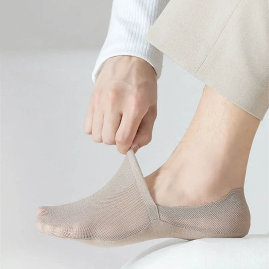 Low-Cut Mesh Liner Socks for Women with Non-Slip Silicone Grip