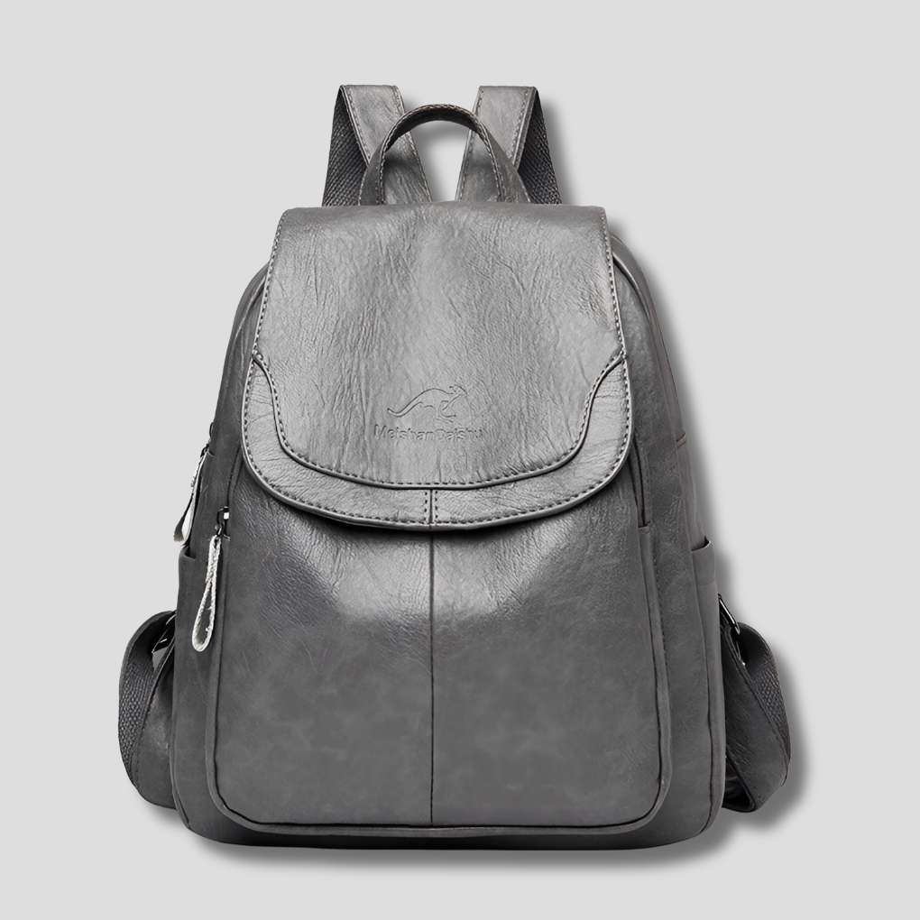 Leather Backpack with Hidden Zipper - Anti-Theft & RFID for Women