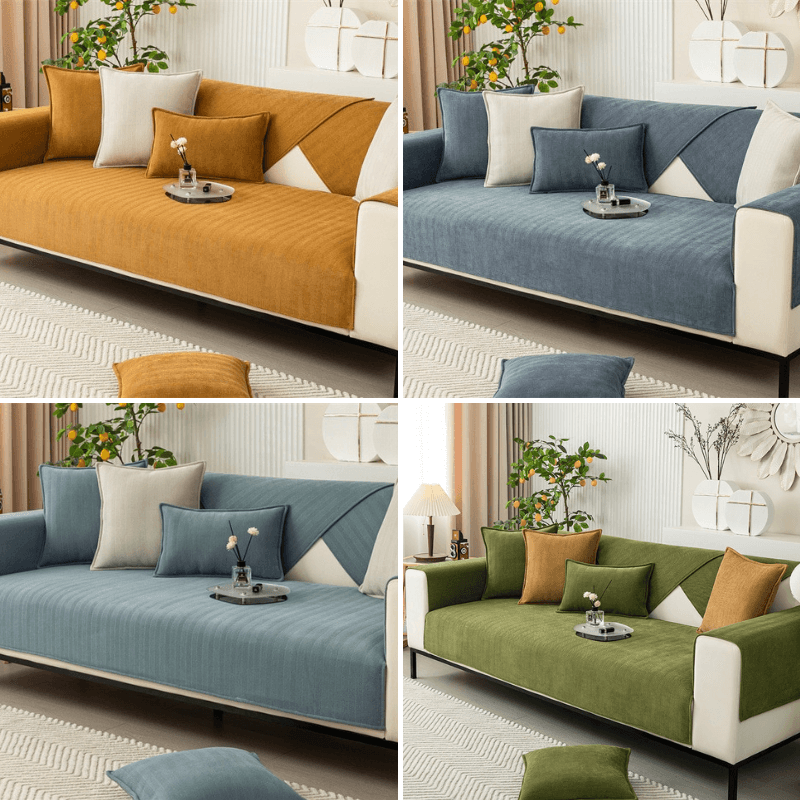 Non-Slip Fleece Couch Cover with Anti-Slide Bottom