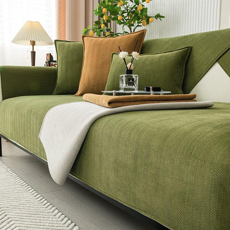 Non-Slip Fleece Couch Cover with Anti-Slide Bottom