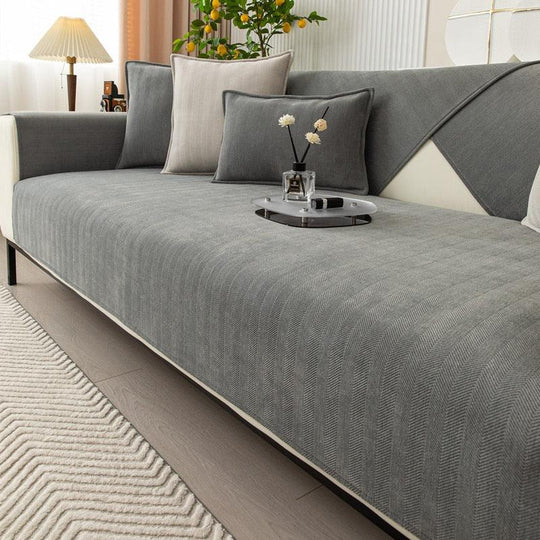 Non-Slip Fleece Couch Cover with Anti-Slide Bottom