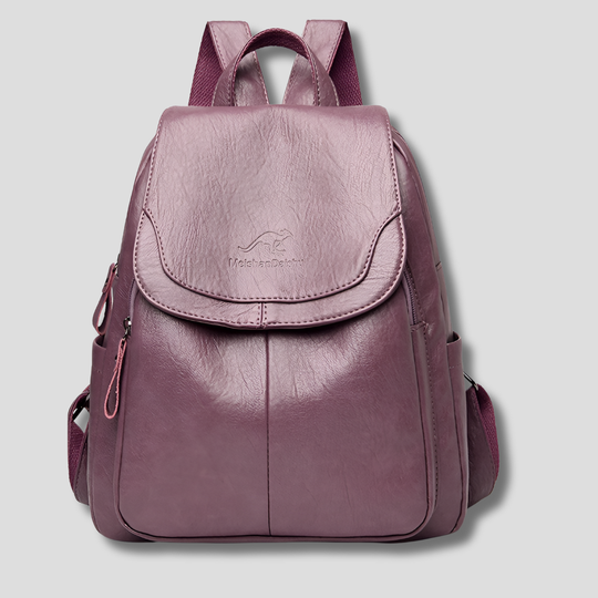 Leather Backpack with Hidden Zipper - Anti-Theft & RFID for Women