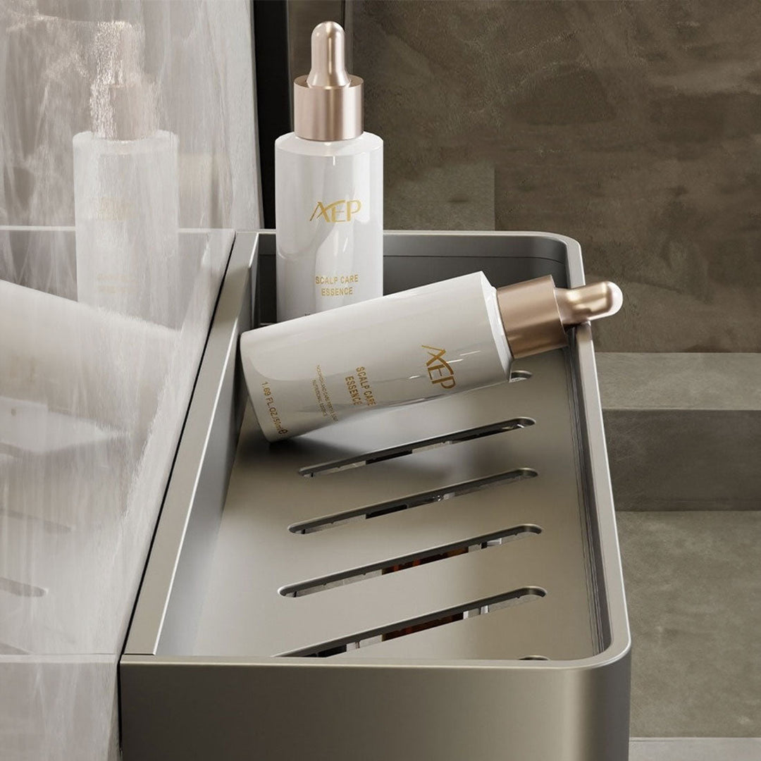 Modern Grey Bathroom Shelf - Wall-Mounted Storage Organizer