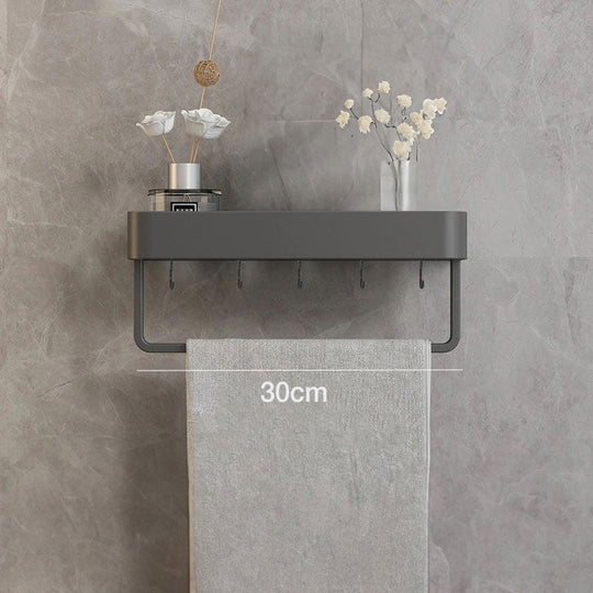 Modern Grey Bathroom Shelf - Wall-Mounted Storage Organizer