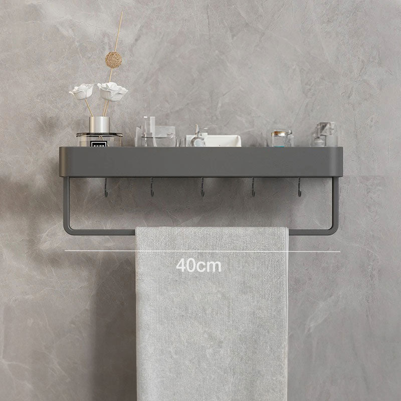 Modern Grey Bathroom Shelf - Wall-Mounted Storage Organizer