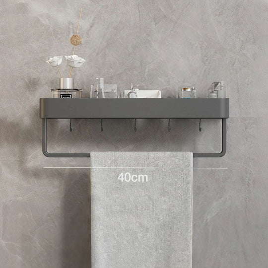 Modern Grey Bathroom Shelf - Wall-Mounted Storage Organizer