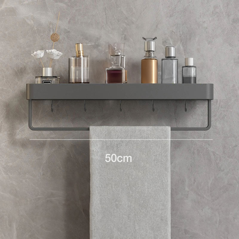 Modern Grey Bathroom Shelf - Wall-Mounted Storage Organizer
