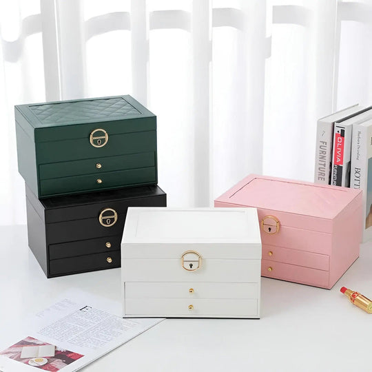 Elegant Multi-Layer Jewelry Box with Drawers & Compartments
