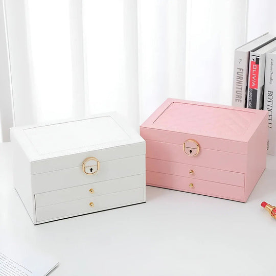 Elegant Multi-Layer Jewelry Box with Drawers & Compartments