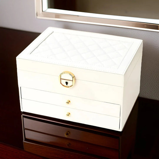 Elegant Multi-Layer Jewelry Box with Drawers & Compartments