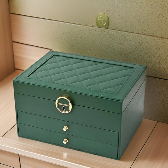 Elegant Multi-Layer Jewelry Box with Drawers & Compartments