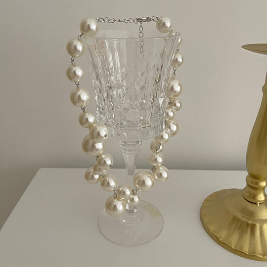 Pearl Bead Statement Choker Necklace for Women