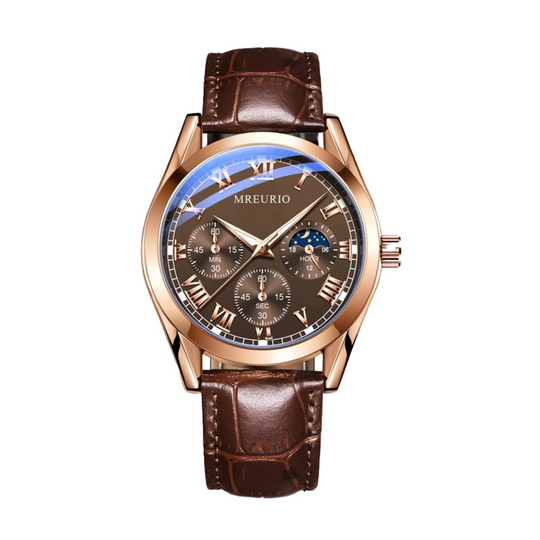 Moon Phase Chronograph Watch for Men | 42mm Rose Gold Case