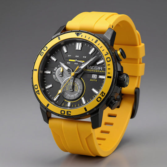 Chronograph Watch for Men - 44mm Sporty Design with Silicone Band
