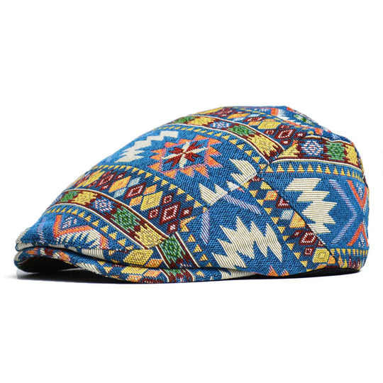 Vintage Bohemian Print Flat Cap - Unisex