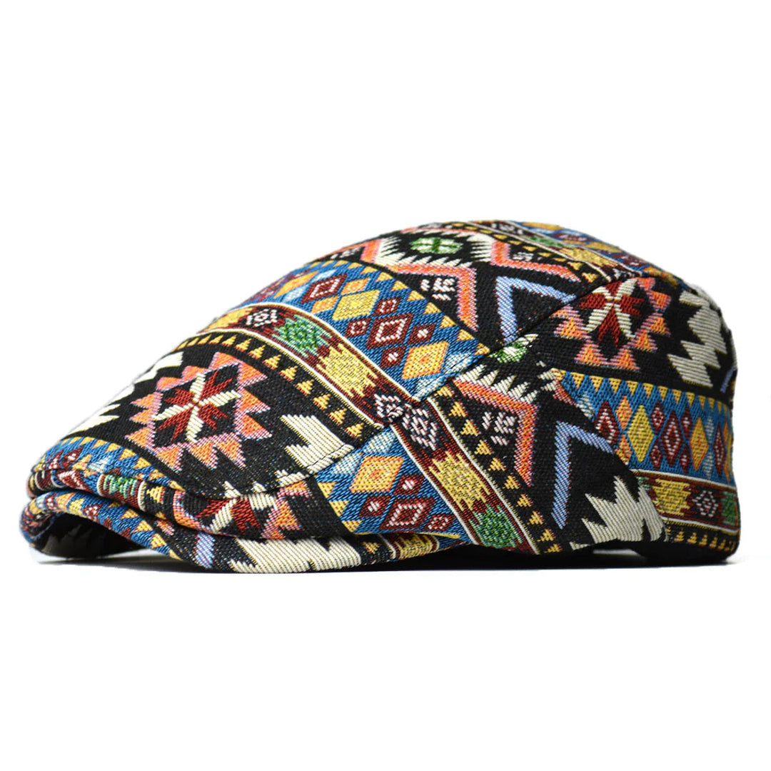 Vintage Bohemian Print Flat Cap - Unisex