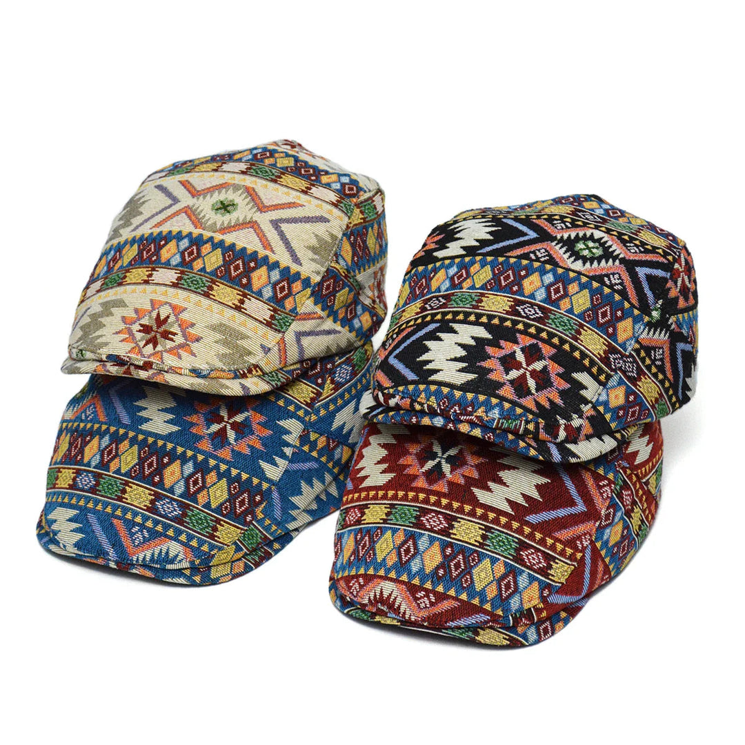 Vintage Bohemian Print Flat Cap - Unisex