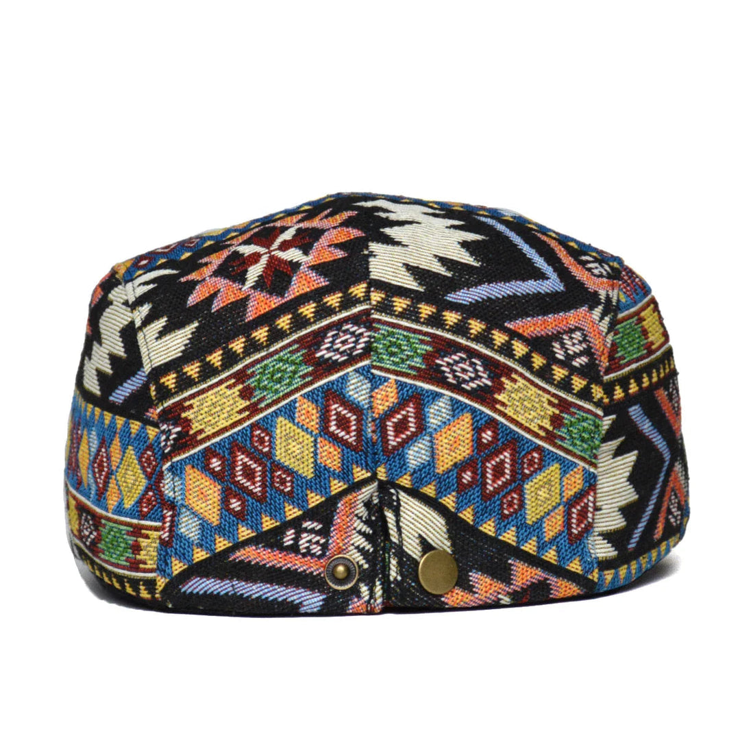 Vintage Bohemian Print Flat Cap - Unisex