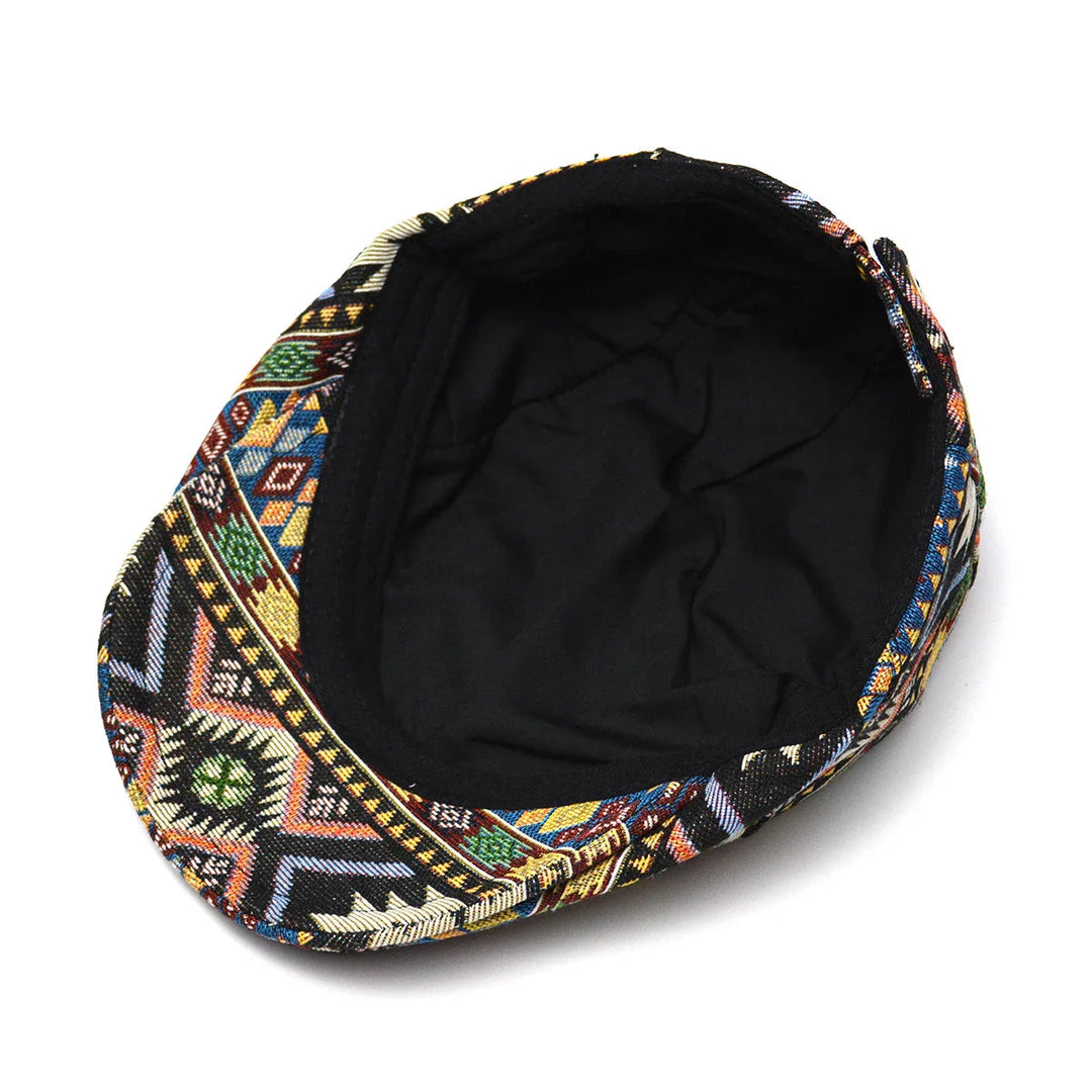Vintage Bohemian Print Flat Cap - Unisex