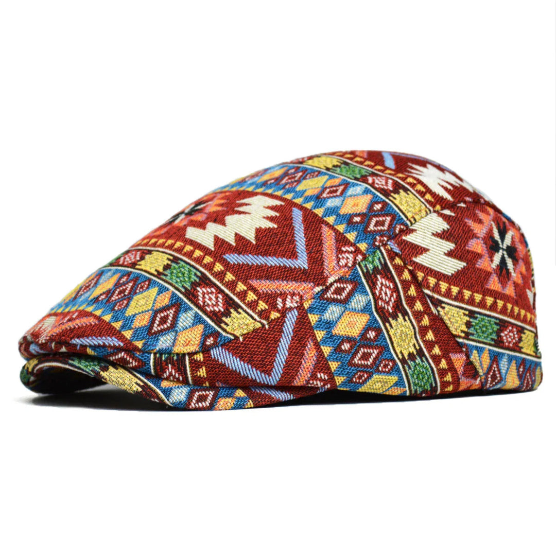 Vintage Bohemian Print Flat Cap - Unisex