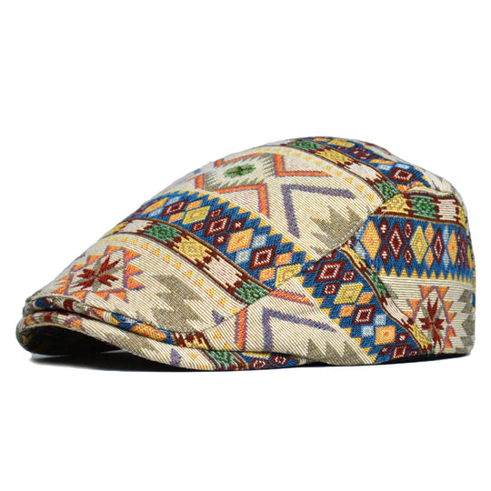 Vintage Bohemian Print Flat Cap - Unisex