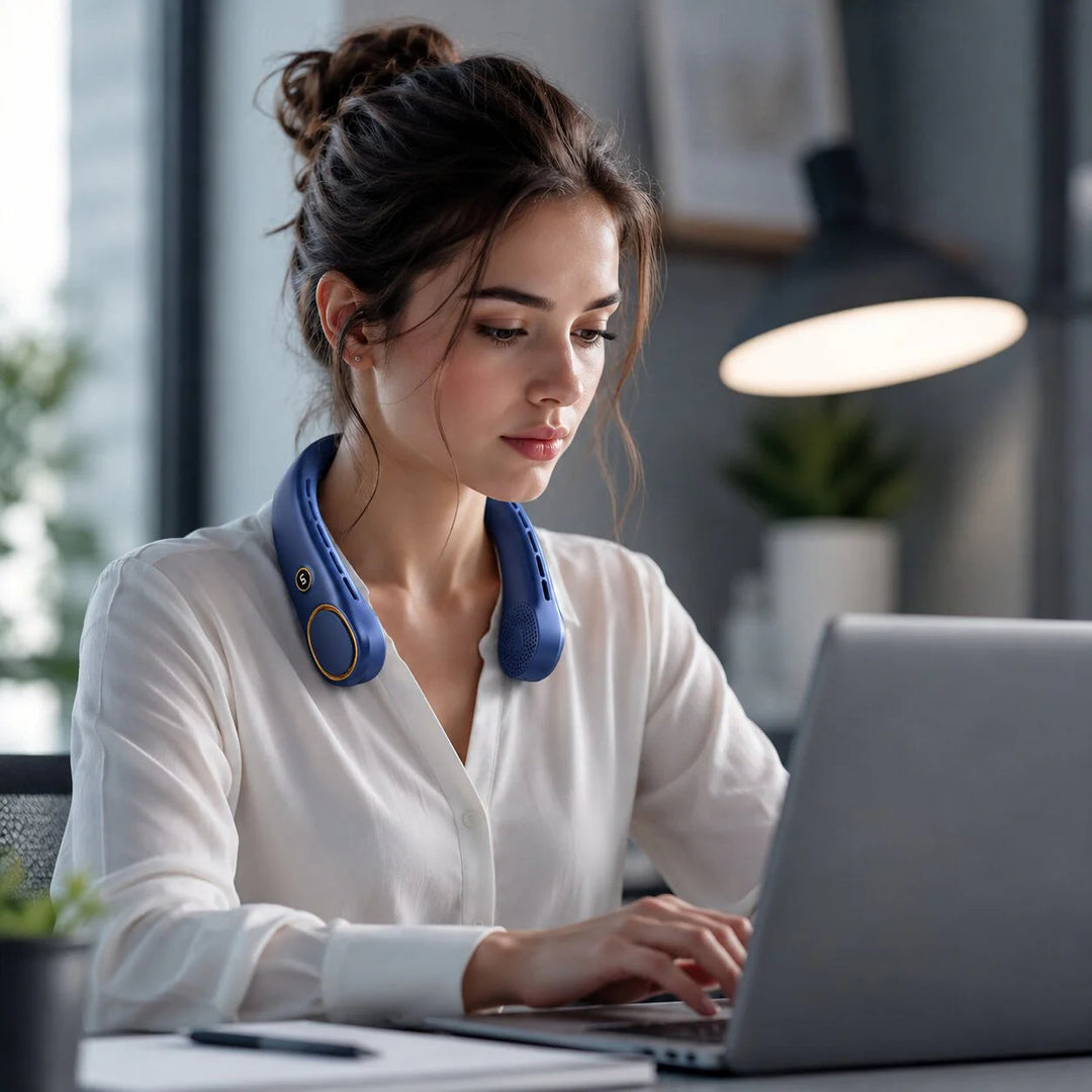 Bladeless Neck Fan – Portable, Quiet & Hands-Free Cooling