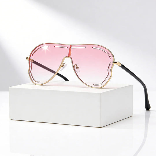 Aviator Shield Sunglasses with Gradient Lenses, UV400