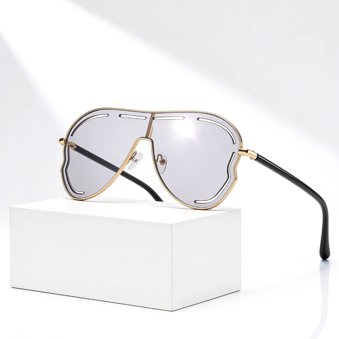 Aviator Shield Sunglasses with Gradient Lenses, UV400