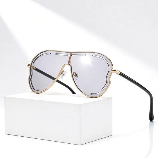 Aviator Shield Sunglasses with Gradient Lenses, UV400