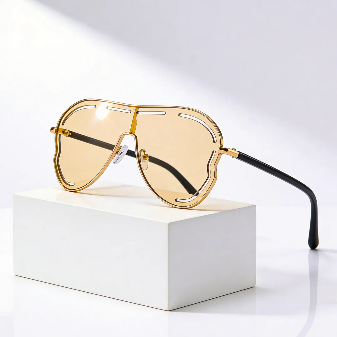 Aviator Shield Sunglasses with Gradient Lenses, UV400