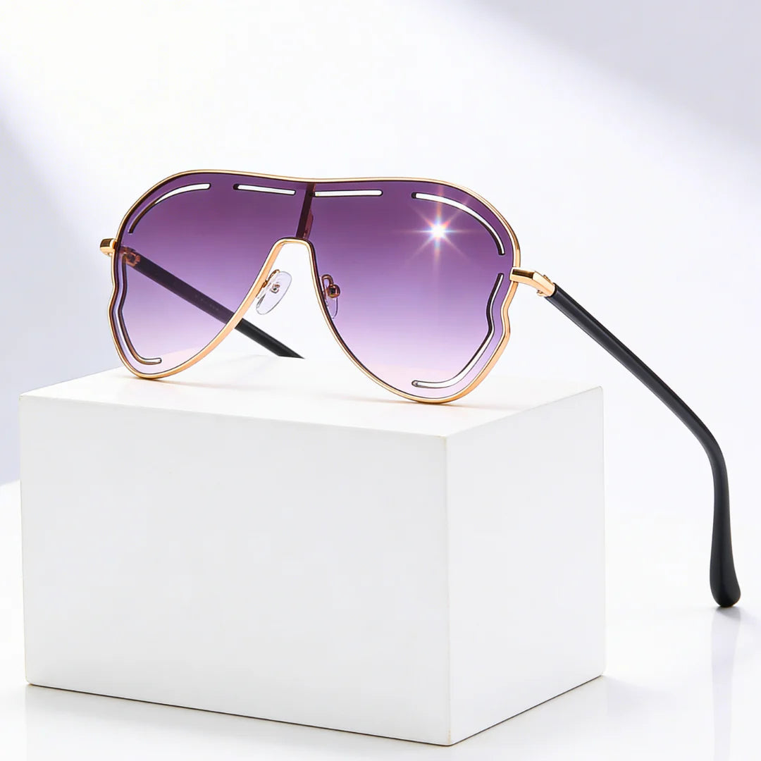 Aviator Shield Sunglasses with Gradient Lenses, UV400