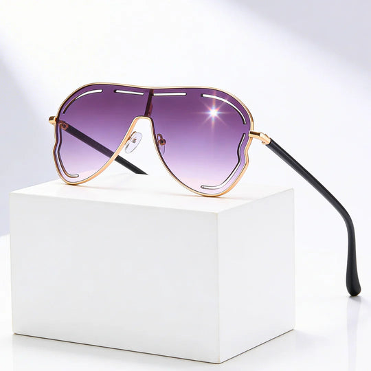 Aviator Shield Sunglasses with Gradient Lenses, UV400