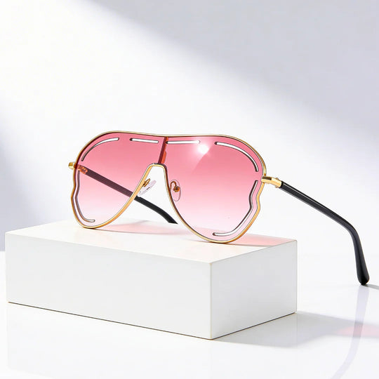Aviator Shield Sunglasses with Gradient Lenses, UV400