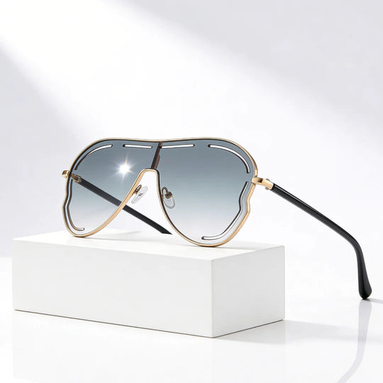 Aviator Shield Sunglasses with Gradient Lenses, UV400