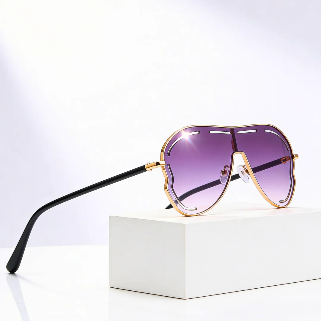 Aviator Shield Sunglasses with Gradient Lenses, UV400