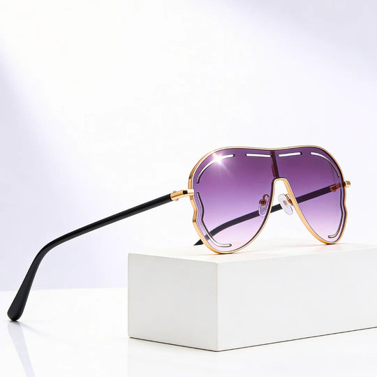 Aviator Shield Sunglasses with Gradient Lenses, UV400
