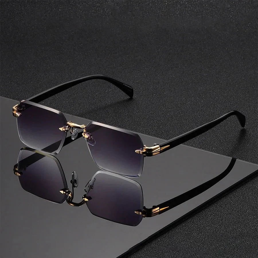 Rimless Gold Bridge Sunglasses – Gradient Tinted Lenses