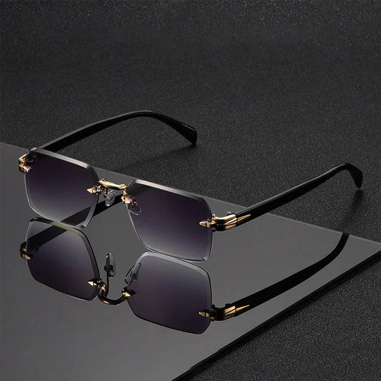 Rimless Gold Bridge Sunglasses – Gradient Tinted Lenses
