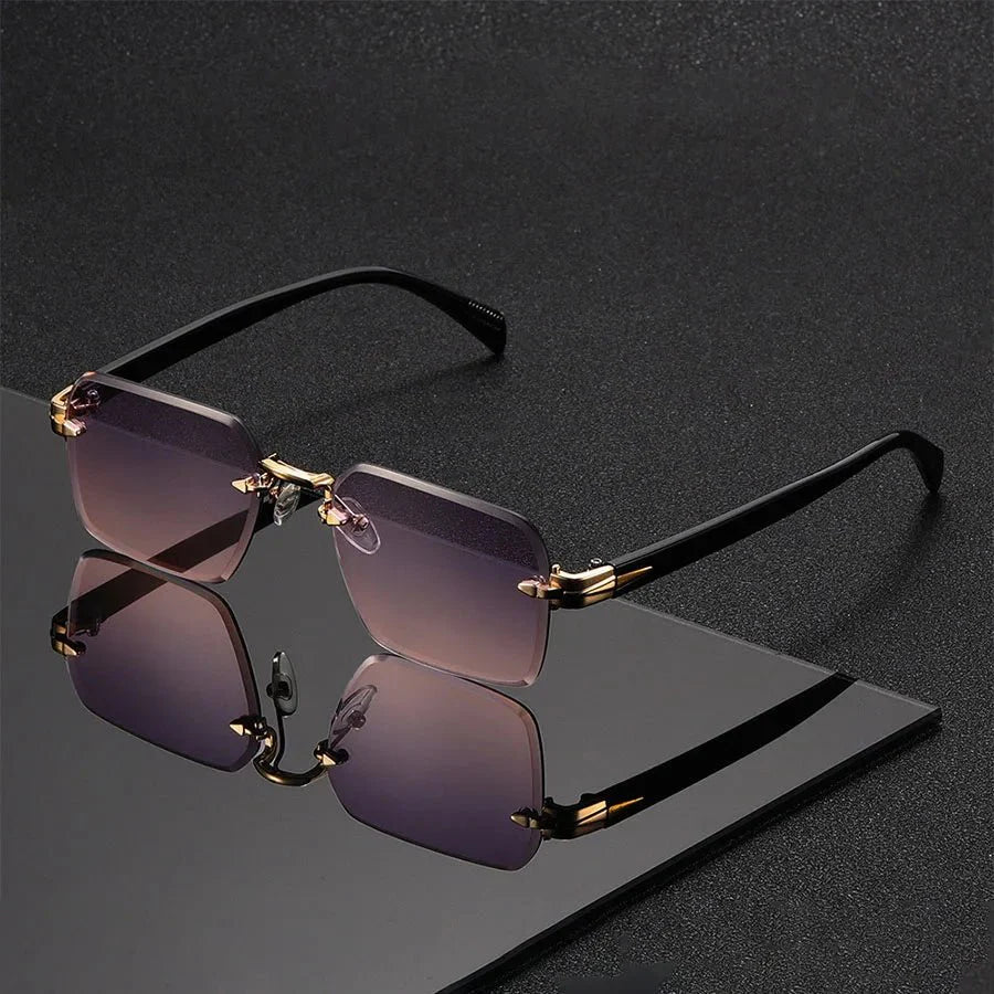 Rimless Gold Bridge Sunglasses – Gradient Tinted Lenses