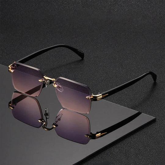 Rimless Gold Bridge Sunglasses – Gradient Tinted Lenses