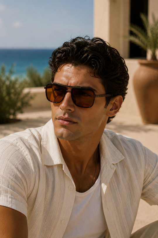 Men's Square Frame Sunglasses - Stainless Steel