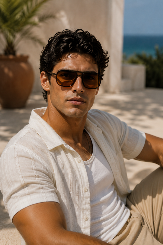 Men's Square Frame Sunglasses - Stainless Steel